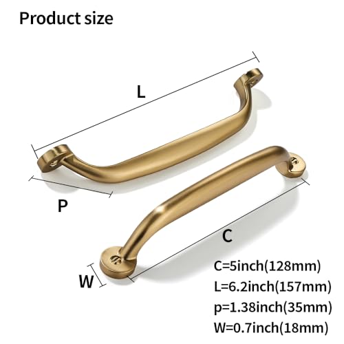 CABDM 10 Pack 5 inch Hole Center Brushed Brass Cabinet Pulls - Heavy Duty Solid Drawer Hardware Handles Kitchen Vanity Bathroom Handles - Image 2