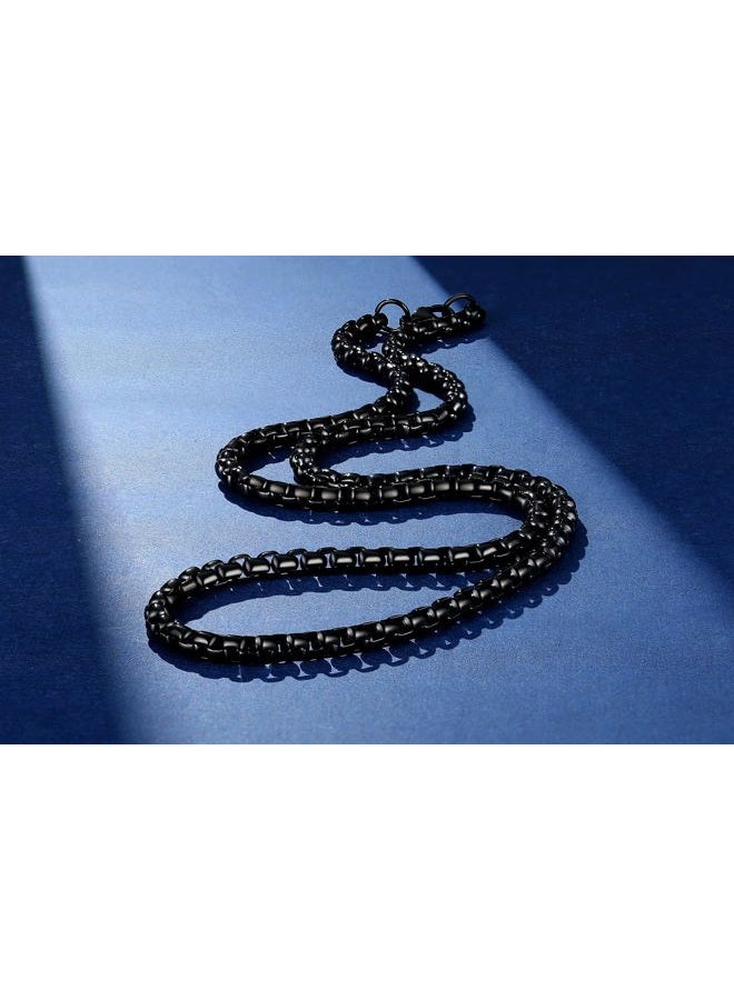 FOSIR Mens Womens 3mm Stainless Steel Black Rolo Cable Chain Necklace (18 Inch) - Image 5