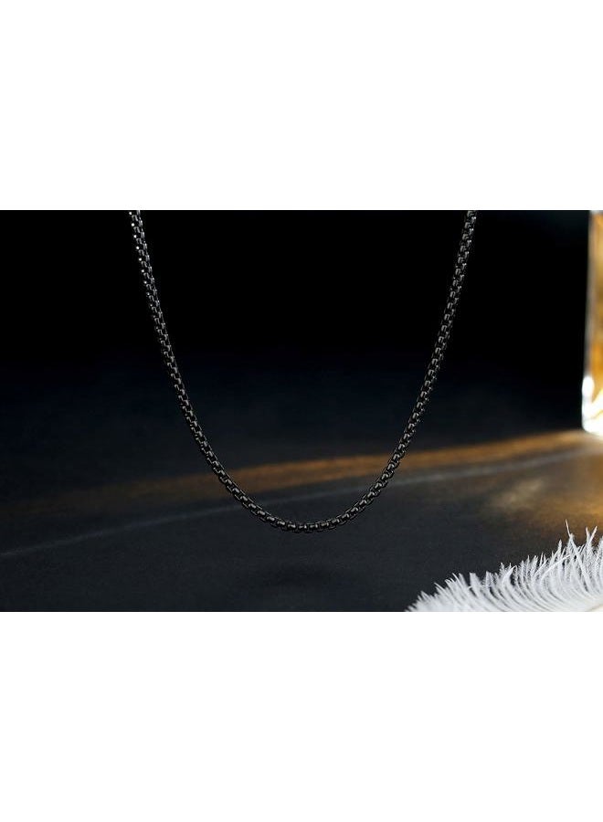 FOSIR Mens Womens 3mm Stainless Steel Black Rolo Cable Chain Necklace (18 Inch) - Image 4