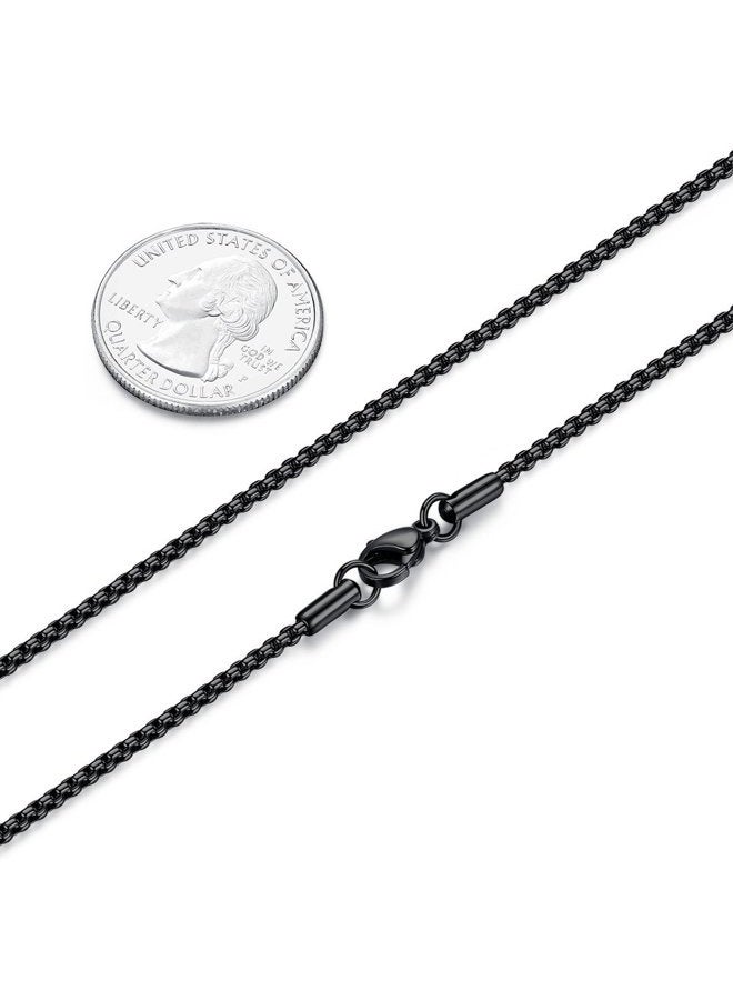 FOSIR Mens Womens 3mm Stainless Steel Black Rolo Cable Chain Necklace (18 Inch) - Image 2