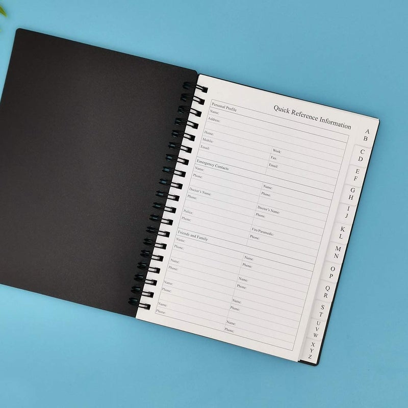 Nokingo Telephone Address & Birthday Book with Tabs, Address Log Book for Contacts, with Phone Numbers, Addresses, Birthday & Password. Alphabetical A-Z Organizer, Black, 5x7 inch - Image 2