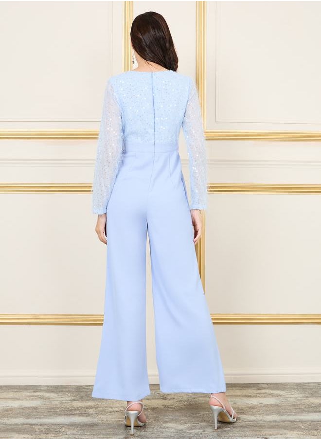 Styli - Sequin Tassel Detail Wide Leg Tailored Jumpsuit - Image 1