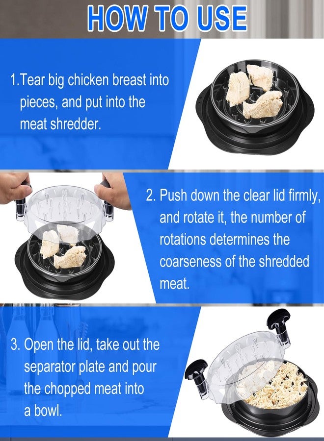 Jopplim Chicken Breast Shredder, Chicken Shredder Tool Twist Large, Visible Meat Shredder Tool Twist with Separate Plate, Non-Slip Bottom, Ergonomic Handle, BPA free, Suitable for all kinds of Cooked Meat - Image 4
