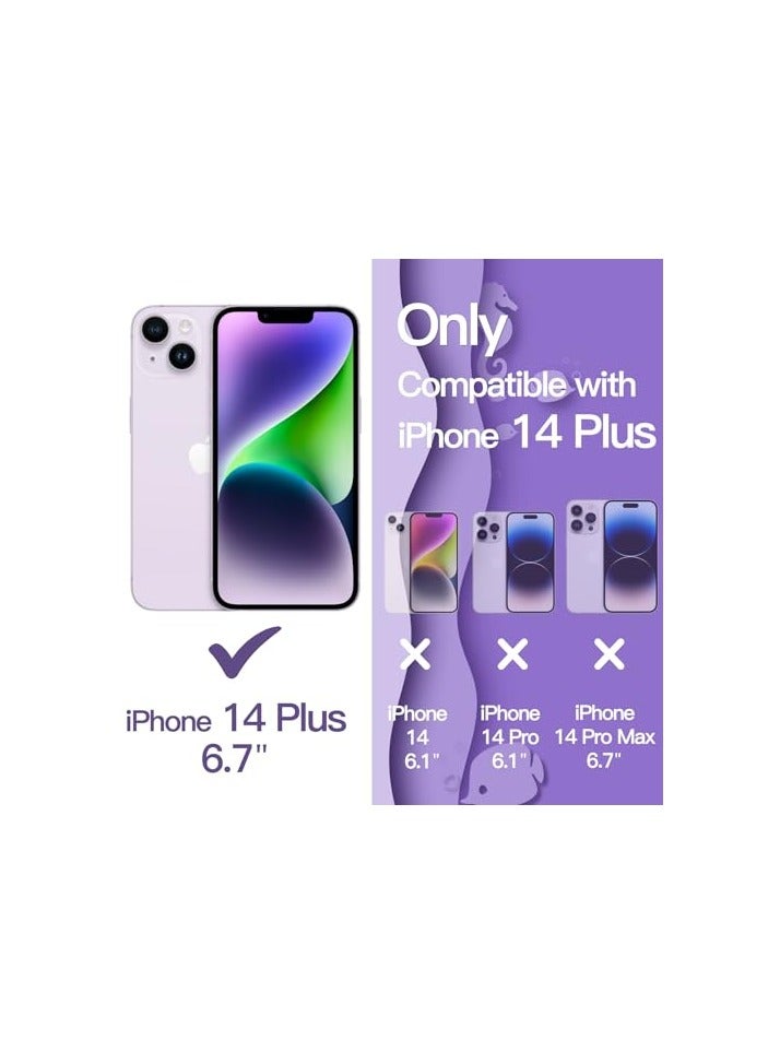 JETech Cute Case for iPhone 14 Plus 6.7-Inch, Wave Frame Curly Shape Shockproof Phone Cover for Women and Girls, Clear Hard PC Back (Purple) - Image 4