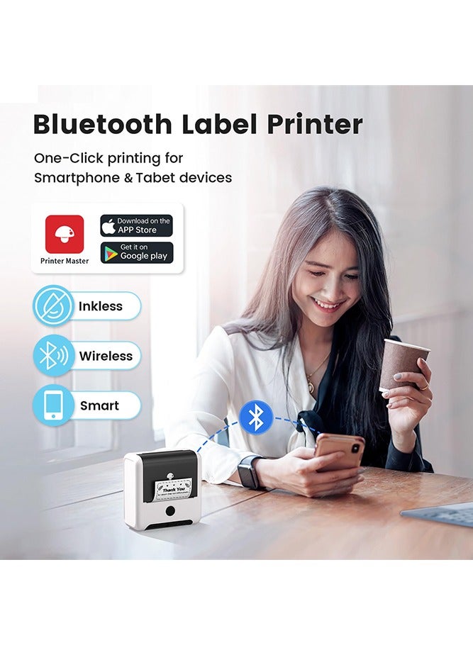 فوميمو طابعة ملصقات باركود 3 انش لملصقات المنتجات، طابعة ملصقات حرارية M200 بلوتوث لاسلكية للجوال والكمبيوتر الشخصي، صانعة ملصقات صغيرة للرموز 1D/2D، الملابس، البيع بالتجزئة - Image 4