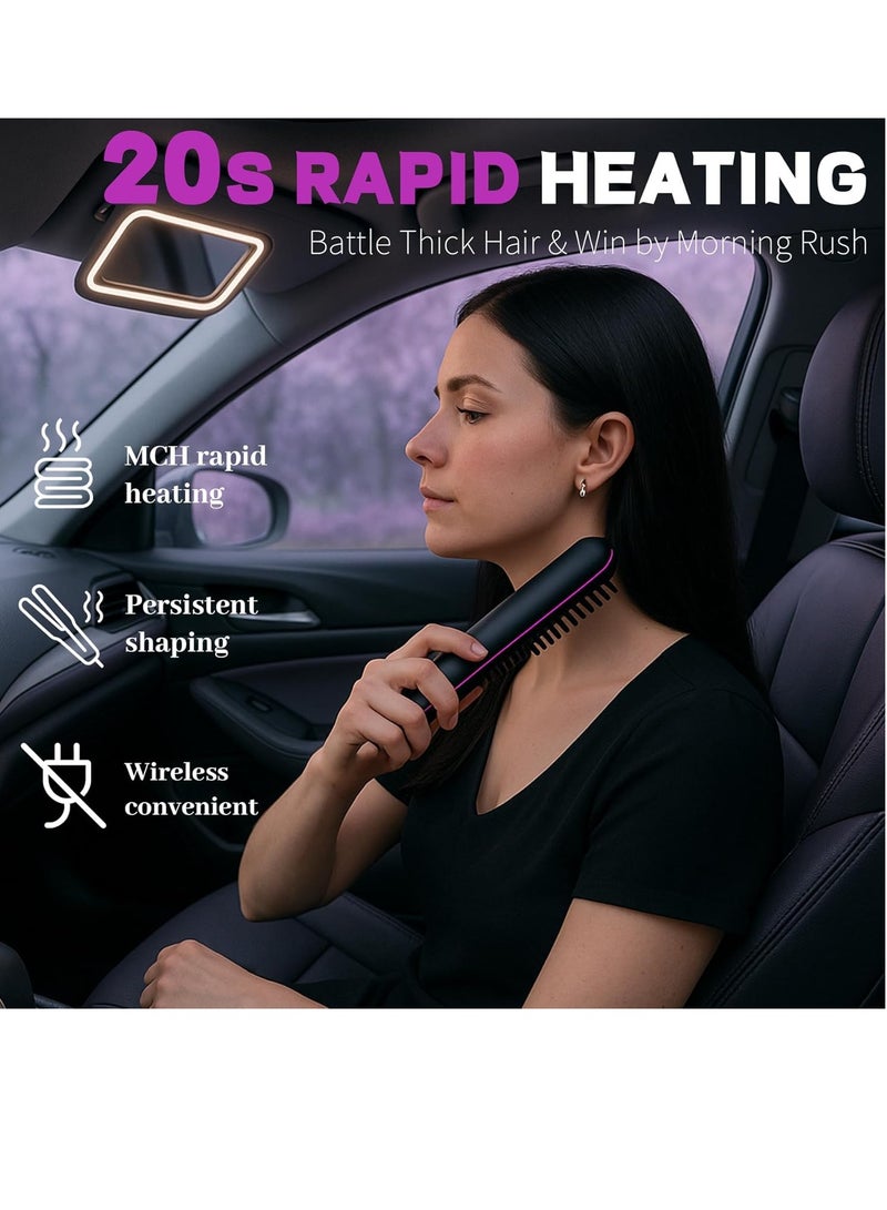 Hair Straightener – Cordless Comb with Negative Ions, Fast Heating, Portable Travel Design, Rechargeable Comb for Straightening and Curling (1 pc) - Image 2