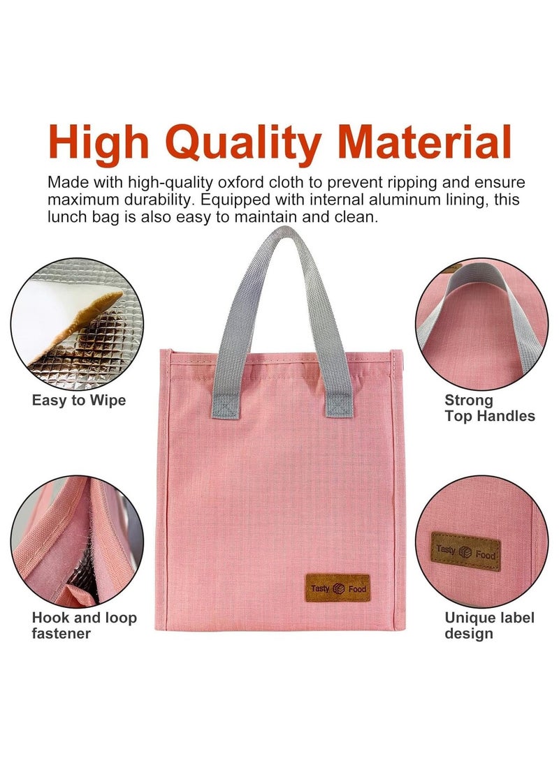 Hihonor Lunch Bag, Insulated Lunch Bag for Women Men Kids, Reusable Insulated Lunch Bag, Leakproof Simple Bento Lunch Tote, Lunch Bag Insulated, for Office, Work, School, Picnic or Travel (Pink)  - Image 3