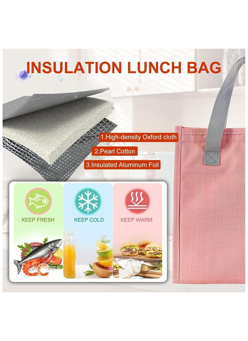 Hihonor Lunch Bag, Insulated Lunch Bag for Women Men Kids, Reusable Insulated Lunch Bag, Leakproof Simple Bento Lunch Tote, Lunch Bag Insulated, for Office, Work, School, Picnic or Travel (Pink)  - Image 4