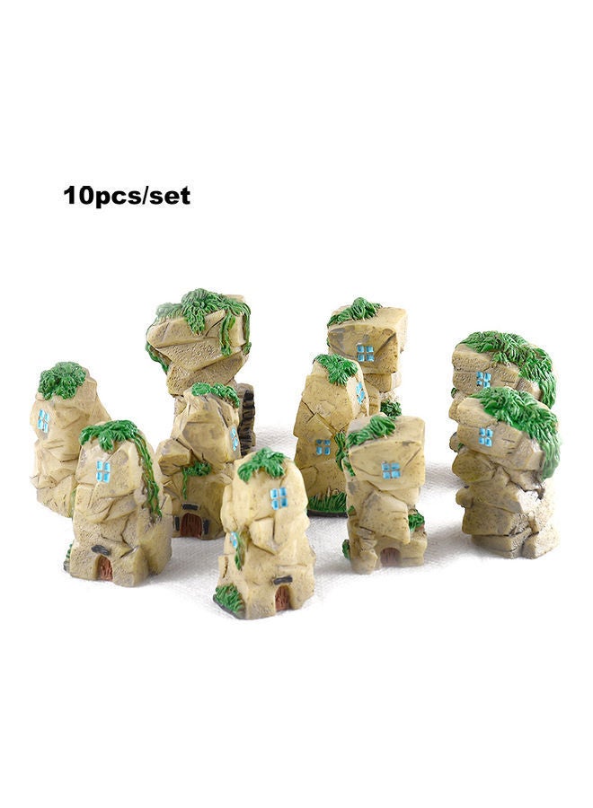 NIBEMINENT 10 Piece Mini Stone Castle Fairy Garden Resin DIY Craft Ornaments 25x17x3cm - Image 1