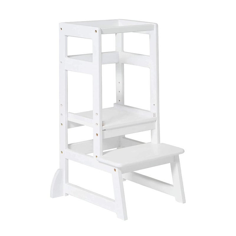 SDADI LT05W Mothers Helper Adjustable Height Kitchen Step Stool Children Kids Toddlers Counter Level Learning Stool for Kitchen and Bathroom White