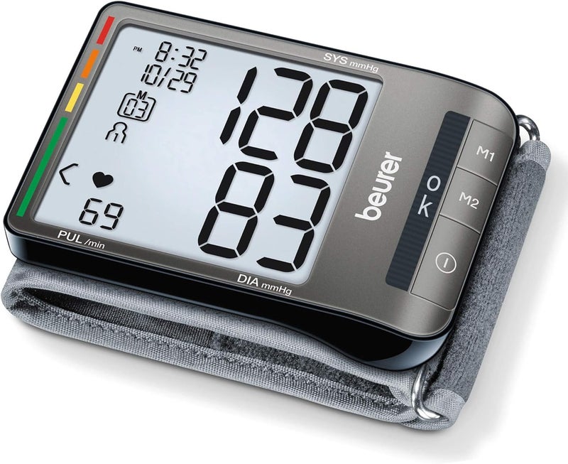 Beurer BC81 Wrist Blood Pressure Monitor  XL Display Arrhythmia Detection 120 Memory Sets  XL Blood Pressure Cuff Wrist for Home Use Automatic Blood Pressure Machine with Storage Case Batteries - Image 1