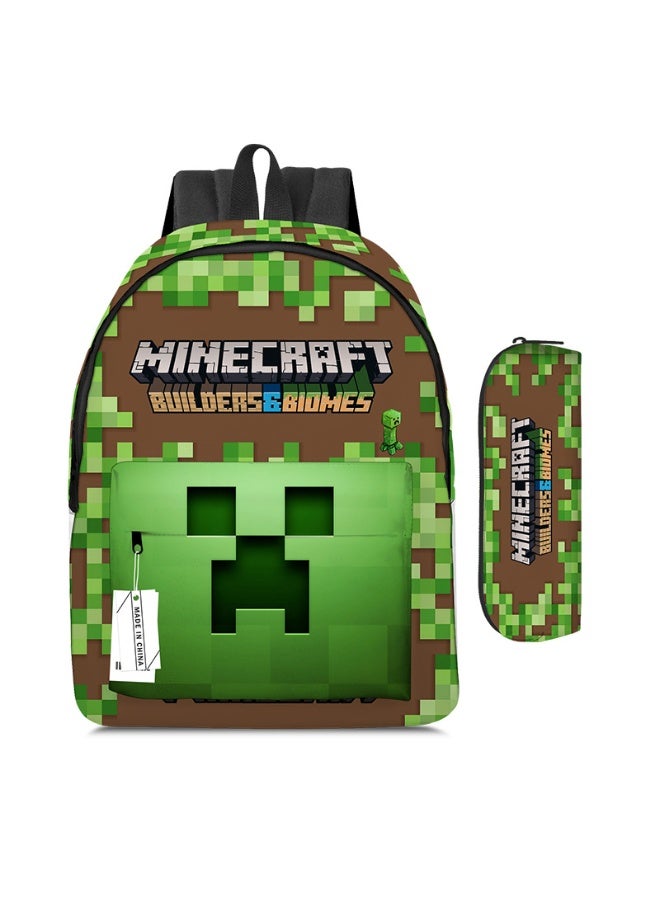 Minecraft backpack pencil case two-piece suit men and women leisure sports travel backpack student school backpack - Image 1