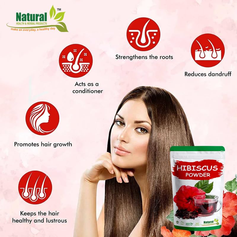 Natural Health and Herbal Products Natural Health  Herbal Products Hibiscus Powder  Rosa Sinensis  Hibiscus Rosa Sinensis  Shoeblackplant For Skin Care Hair Care Weight Loss and DrinkTea  200Gm  - Image 2