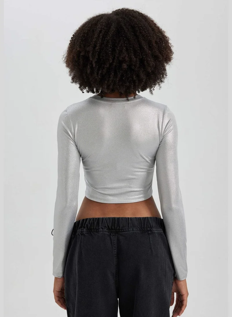 DeFacto Woman Crew Neck Knitted Long Sleeve T-Shirt