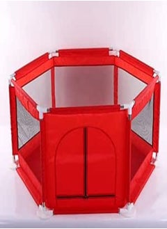 BabyGo BabyGo Baby Fence playpen Children's Infant Hexagonal Ball Pool, Playard Ocean Ball Pool for Kids, Infant Safe Crawling, Red (Balls not Included) (128cm x 63cm x 70cm) 