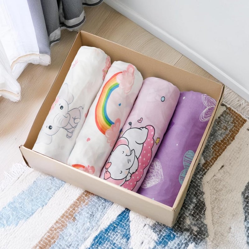 FIGEPO 4 Pack Baby Girl Bassinet Sheets Set Soft Fitted Floral or Elephant Theme Baby Girl Mattress Covers Breathable Toddler Bed Sheets for Infant or Newborn Girls Elephant Bassinet Sheets - Image 2
