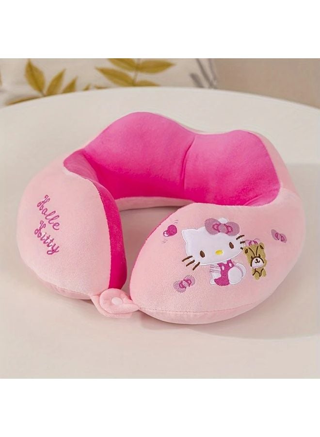 وسادة الرقبة على شكل حرف U من بلاك بيوتي سانريو كورومي هيلو كيتي من البوليستر الناعم لدعم القيلولة أثناء السفر أو في المكتب - Image 2
