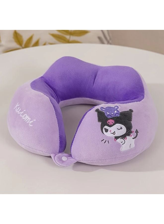 وسادة الرقبة على شكل حرف U من بلاك بيوتي سانريو كورومي هيلو كيتي من البوليستر الناعم لدعم القيلولة أثناء السفر أو في المكتب - Image 5