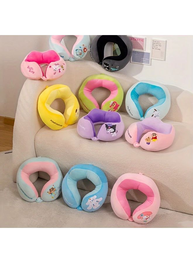 وسادة الرقبة على شكل حرف U من بلاك بيوتي سانريو كورومي هيلو كيتي من البوليستر الناعم لدعم القيلولة أثناء السفر أو في المكتب - Image 3
