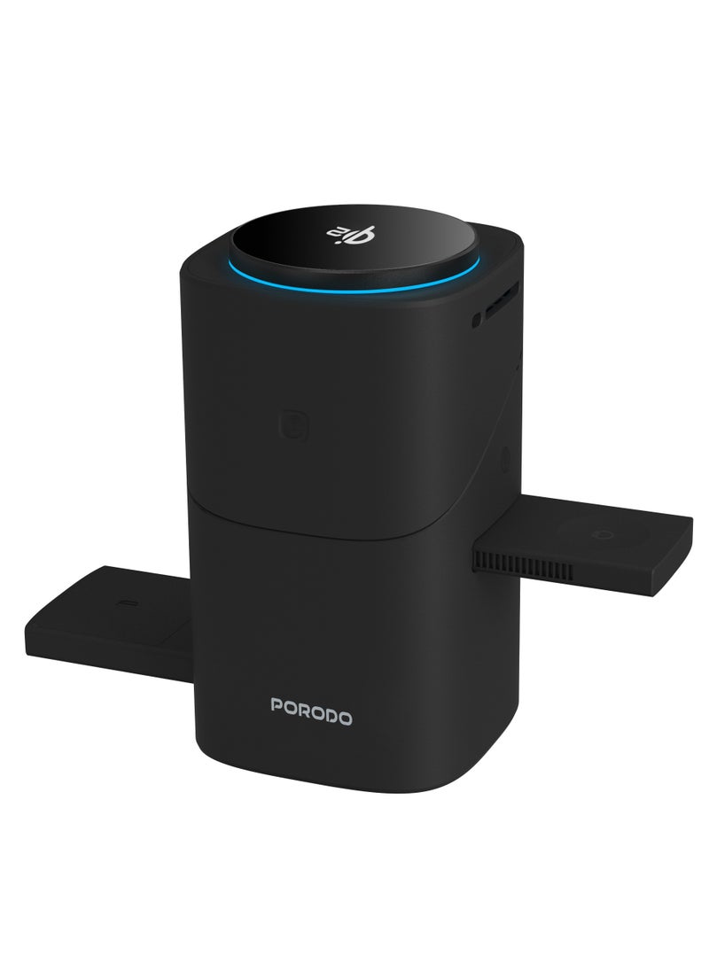 porodo - Auto Rotate & Slide Qi2 Magsafe Charging / Flexible Viewing Angle /Wireless Watch Charger / Earbuds and Phone Charger / Charge Quickly and Safely - Black - Image 1