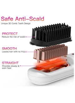 General Portable Cordless Hair Straightener, Brush Portable Negative Ion Hair Straightening Brush 60 Minutes Long Battery Hot Comb Hair Straightener Lightweight and Mini Portable  - Image 3