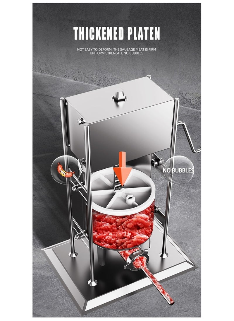 LETWOO LETWOO 5L Sausage Stuffer Stainless Steel Sausage Maker with 4 Stuffing Tubes Attachment Vertical Meat Sausage Stuffer Machine for Kitchen  - Image 4