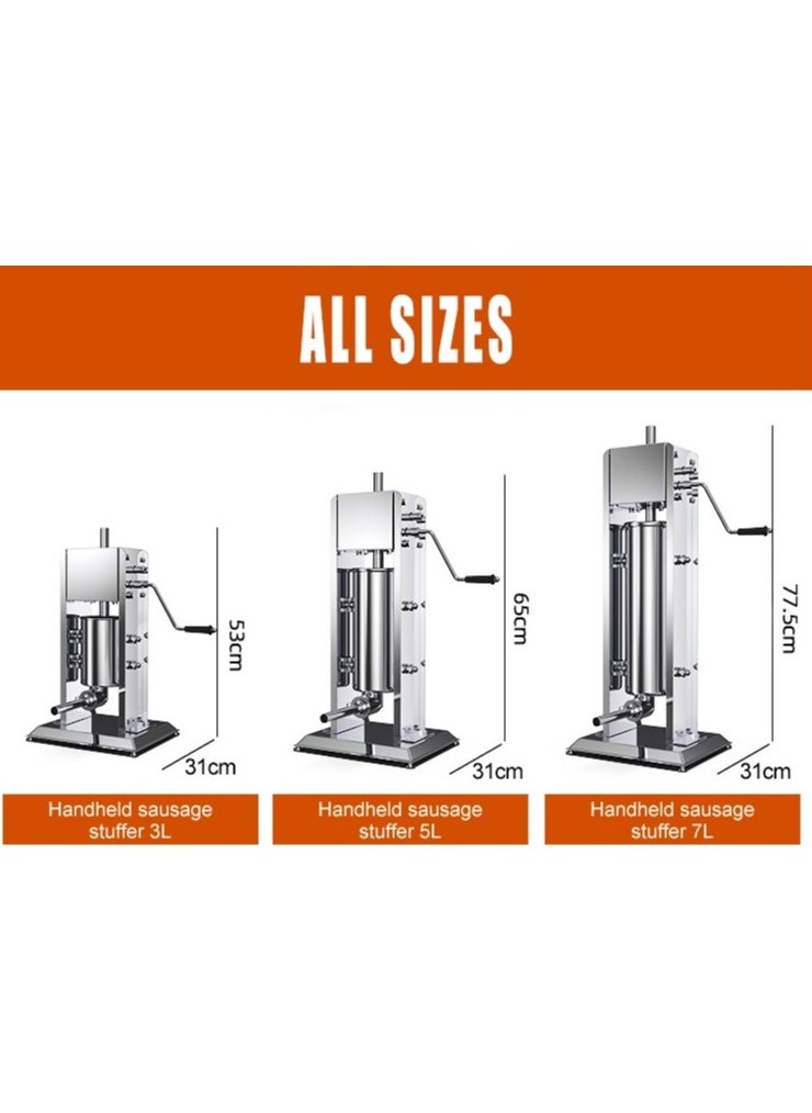 LETWOO LETWOO 5L Sausage Stuffer Stainless Steel Sausage Maker with 4 Stuffing Tubes Attachment Vertical Meat Sausage Stuffer Machine for Kitchen  - Image 5
