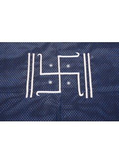 PUNYATVA PUNYATVA Backdrop Curtain for Ganpati Festival Decoration Khan Swastik Design Machine Embroidery Dark Blue Eco Friendly Ganesha Decoration CurtainDecorative Backdrop Cloth for Puja  - Image 2