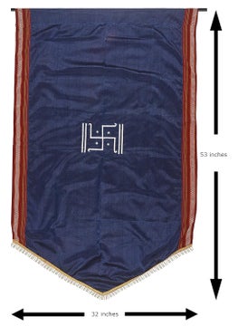 PUNYATVA PUNYATVA Backdrop Curtain for Ganpati Festival Decoration Khan Swastik Design Machine Embroidery Dark Blue Eco Friendly Ganesha Decoration CurtainDecorative Backdrop Cloth for Puja  - Image 5