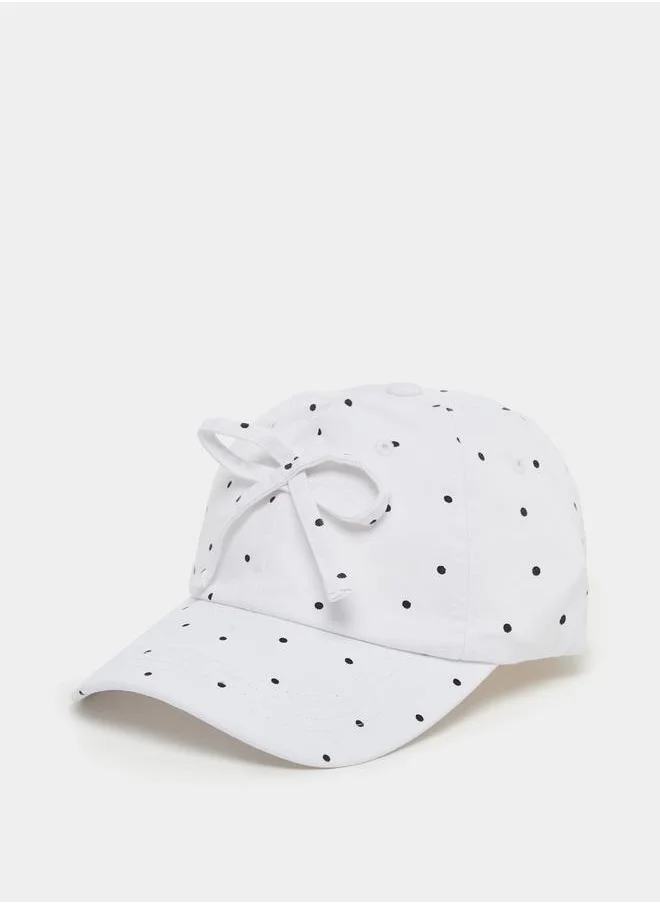 Styli Ribbon Polka Dot Print Cap