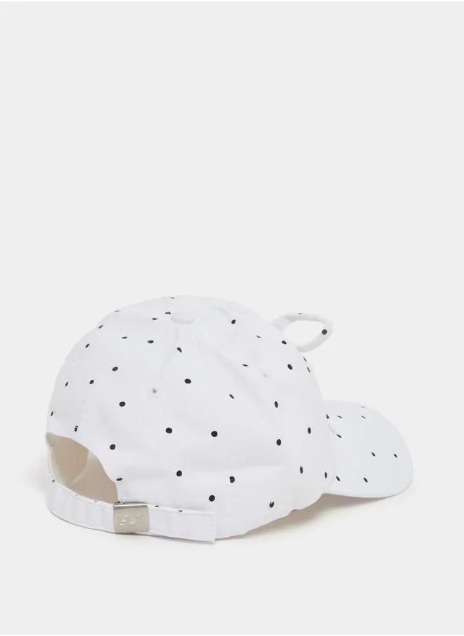 Styli Ribbon Polka Dot Print Cap