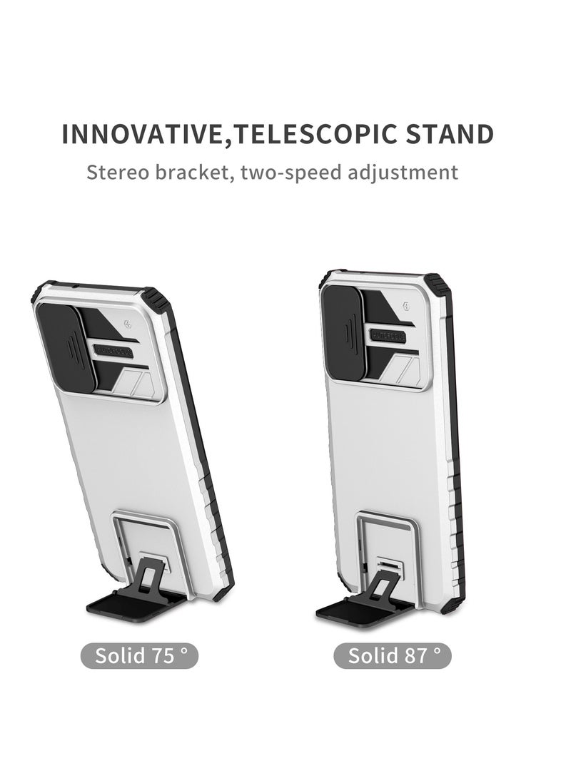 Xiaomi Redmi 9C / 10A 4G Mobile Phone Case Cover, Innovative Telescopic Bracket, Sliding Protection Camera Window, Bumper Shockproof Phone Back Cover - Image 2