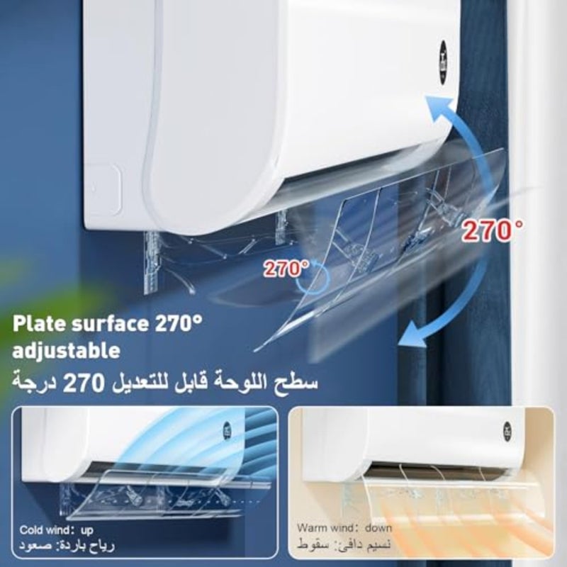 موجه هواء مكيف سبليت قابل للتعديل، مقاس 1020-1500 مم، يُثبت على الحائط بدون ثقب أو حفر، مع إمكانية تعديل اتجاه الهواء، مناسب للاستخدام المنزلي والمكتبي والصالة الرياضية. - Image 4