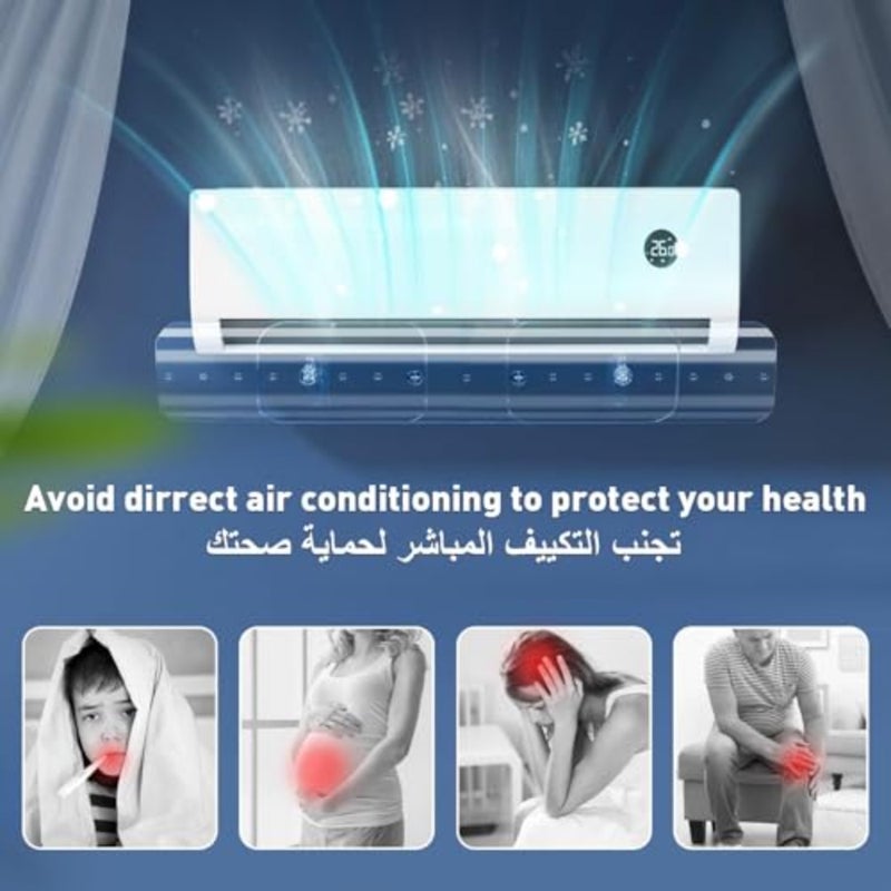 موجه هواء مكيف سبليت قابل للتعديل، مقاس 1020-1500 مم، يُثبت على الحائط بدون ثقب أو حفر، مع إمكانية تعديل اتجاه الهواء، مناسب للاستخدام المنزلي والمكتبي والصالة الرياضية. - Image 3