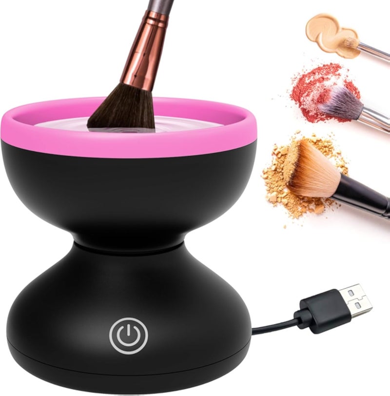 جهاز تنظيف فرش المكياج الكهربائي - هدية عيد الحب لها، تنظيف سريع لفرش المكياج الصغيرة، دوران سريع، جميع أحجام الفرش متوفرة
