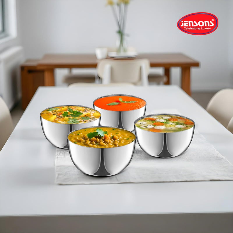JENSONS Premium Stainless Steel 9 cm Curry Bowl 200ml | Dal Bowl | Wati Set of 6 | Serving Dessert Vegetable Soup Wati Vati Bowls Katori Set - Image 4