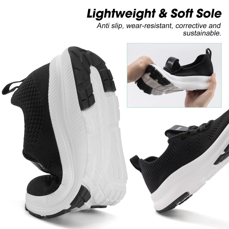Zove Wide Toe Box Shoes Women Extra Wide Width Sneakers Ultra Light Road Running Shoes Non-Slip Tennis Sneakers Breathable Walking Athletic 8803 Black 39 - Image 5