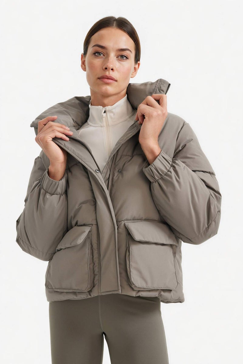 DeFactoFit Oversize Fit Stand Collar Pockets Puffer Jacket - Image 3