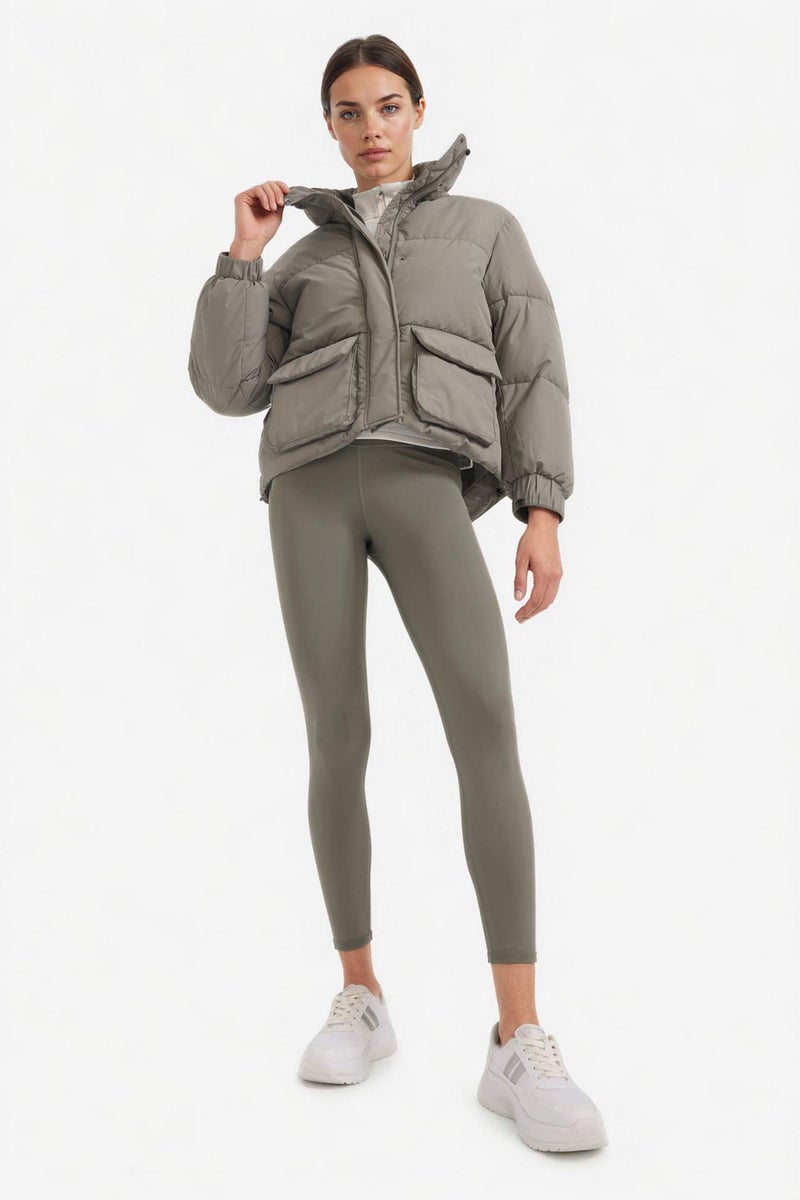 DeFactoFit Oversize Fit Stand Collar Pockets Puffer Jacket - Image 2