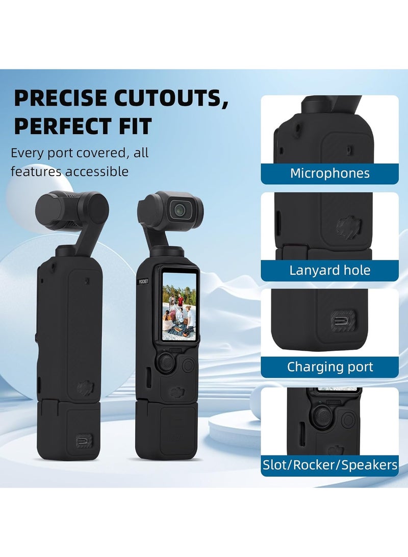 VKL Pocket 3 Silicone Cover, Protective Case Lens Protector Scratch-Resistant Sleeve Skin Compatible with DJI OSMO Pocket 3 Creator Combo Accessories(Black) - Image 4