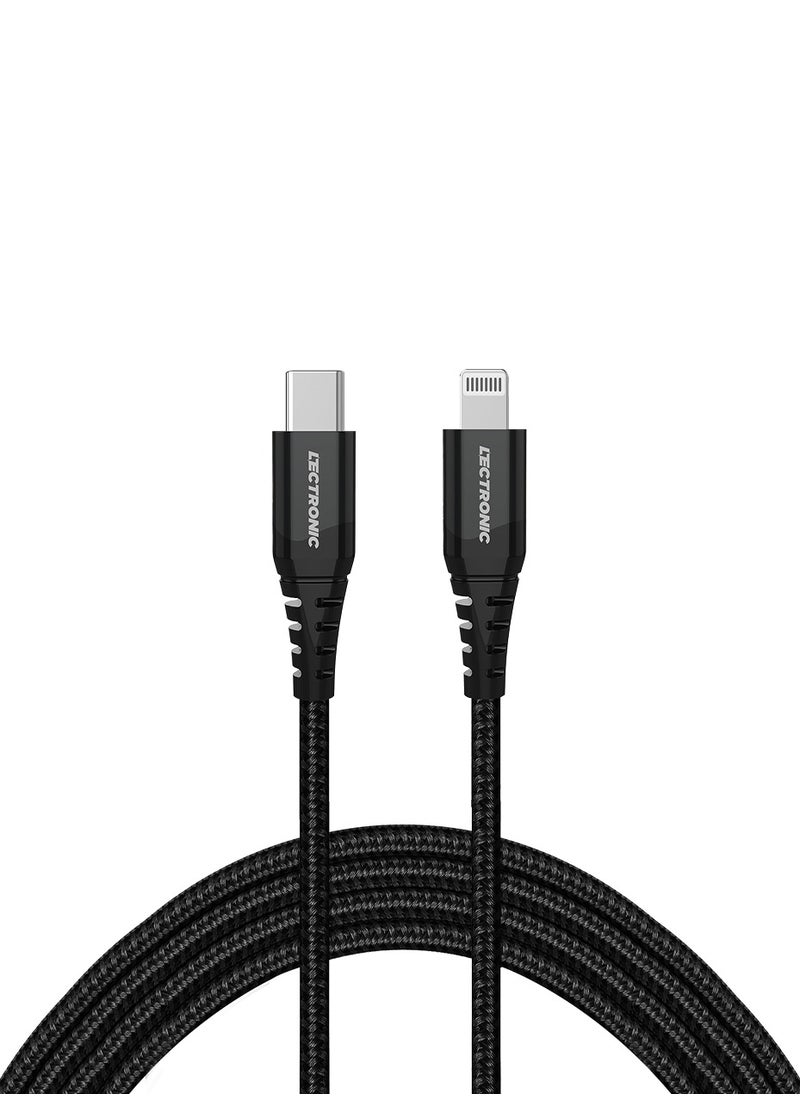 LeCtronic - Lectronic Nylon Braided Charging and Sync Cable, Type C to Lightning - Image 1