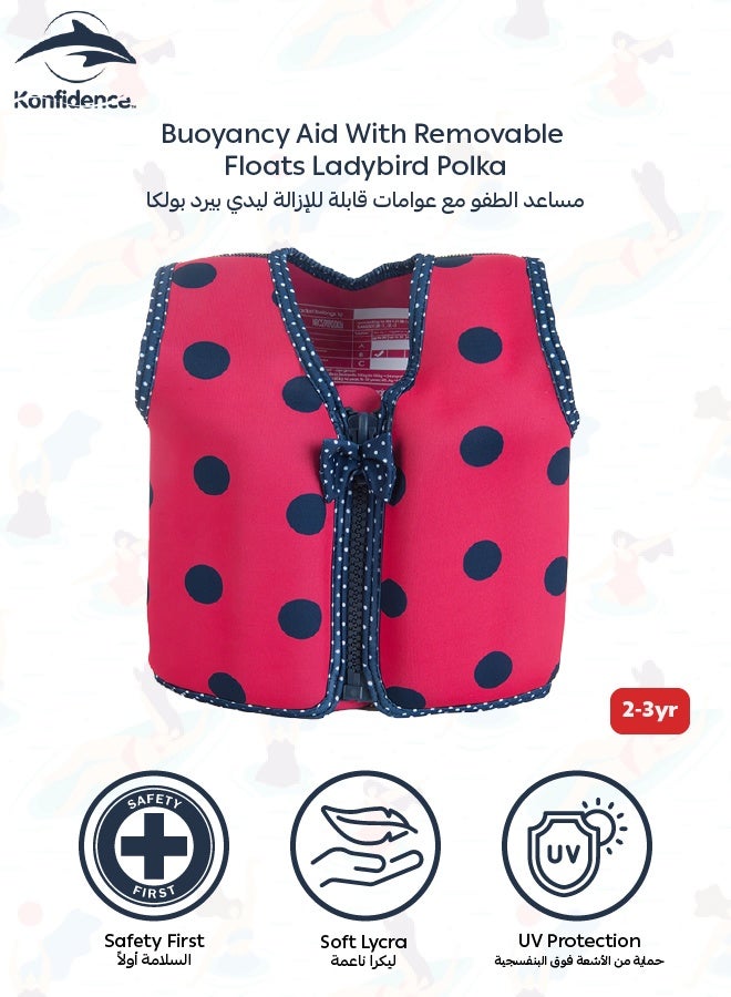 Konfidence Konfidence Jacket | Buoyancy Aid for Swimming | Removable Floats | 2-3 Years | Lady Bird Pink | Ideal for Swimming Lessons & Water Fun | Adjustable | - Image 1