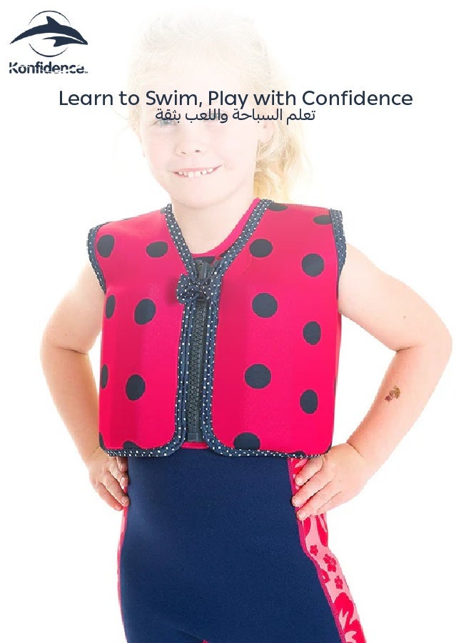 Konfidence Konfidence Jacket | Buoyancy Aid for Swimming | Removable Floats | 2-3 Years | Lady Bird Pink | Ideal for Swimming Lessons & Water Fun | Adjustable | - Image 2