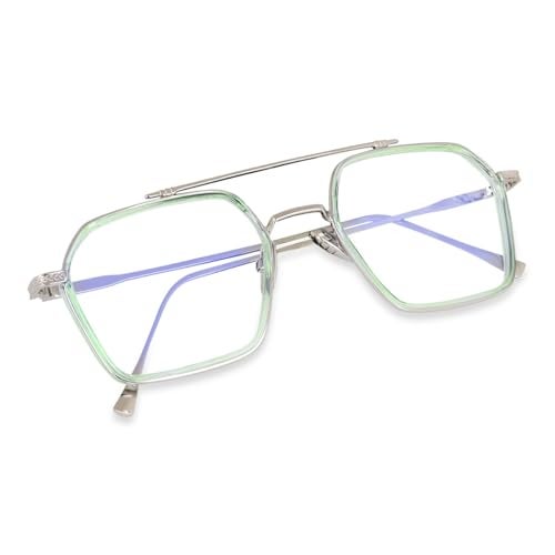 Dervin Blue Light Blocking Glasses Gaming Filter Transparent Hexagon Eyeglasses for Eye Protection Men Women, Computer/Tablet/Laptop/Mobile/TV, Anti-blue & Anti eyestrain (Sea Green) - Image 4