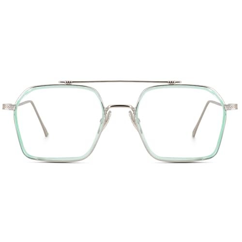 Dervin Blue Light Blocking Glasses Gaming Filter Transparent Hexagon Eyeglasses for Eye Protection Men Women, Computer/Tablet/Laptop/Mobile/TV, Anti-blue & Anti eyestrain (Sea Green) - Image 2