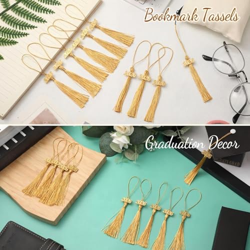 Cindeer 100 Pcs Mini Graduation Tassels with 100 Pcs 2026 Tassel Charms for Crafts Mini Silky Bookmark for Graduation Cap Keychain Ornaments DIY Craft Jewelry Making Project(Gold) - Image 5
