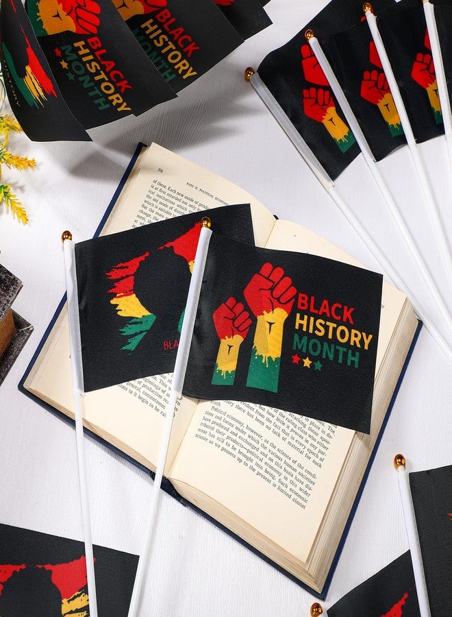 Mindsoft 100 Pcs Black History Month Flag Small Mini Flag Hand Held Flag Black History Month Flag Bunting for African American Festival Black History Month Party Supplies - Image 2