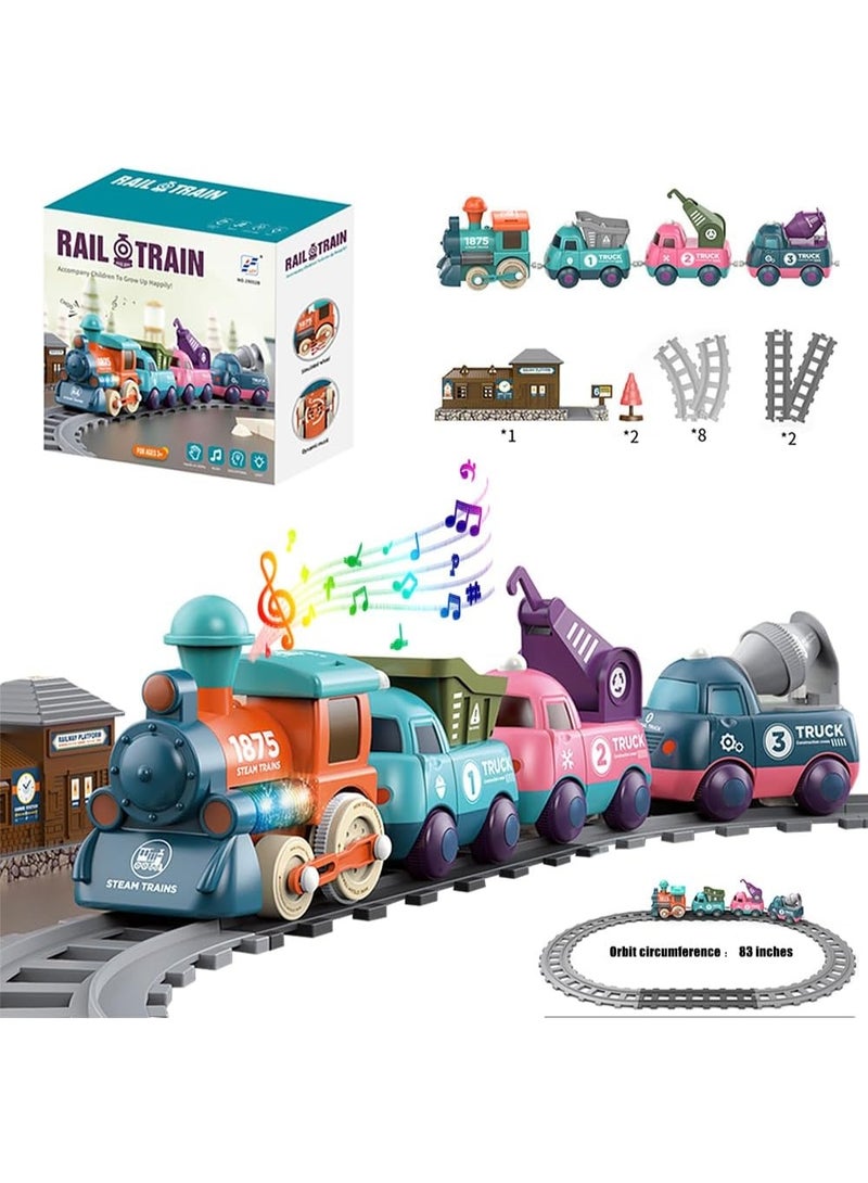 Lighting & Music Train Toy for Kids, Magnetic Train Toys for Toddlers 3+, Electric Train Set with Train Tracks Accessories Battery Operated, Birthday for Boys Girls Age 4 5 6 7 - Image 1