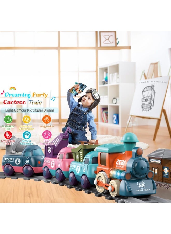 Lighting & Music Train Toy for Kids, Magnetic Train Toys for Toddlers 3+, Electric Train Set with Train Tracks Accessories Battery Operated, Birthday for Boys Girls Age 4 5 6 7 - Image 2