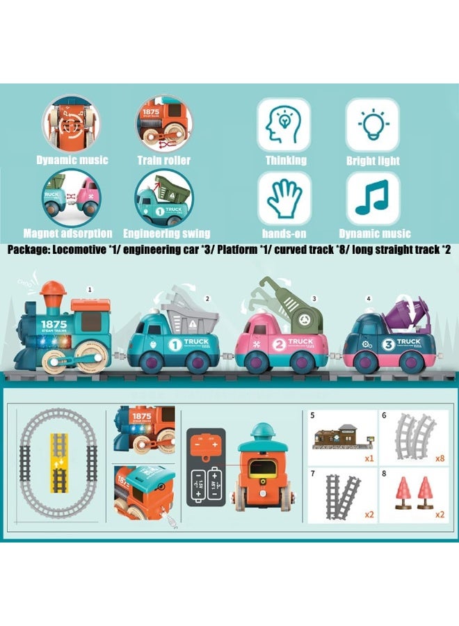 Lighting & Music Train Toy for Kids, Magnetic Train Toys for Toddlers 3+, Electric Train Set with Train Tracks Accessories Battery Operated, Birthday for Boys Girls Age 4 5 6 7 - Image 3